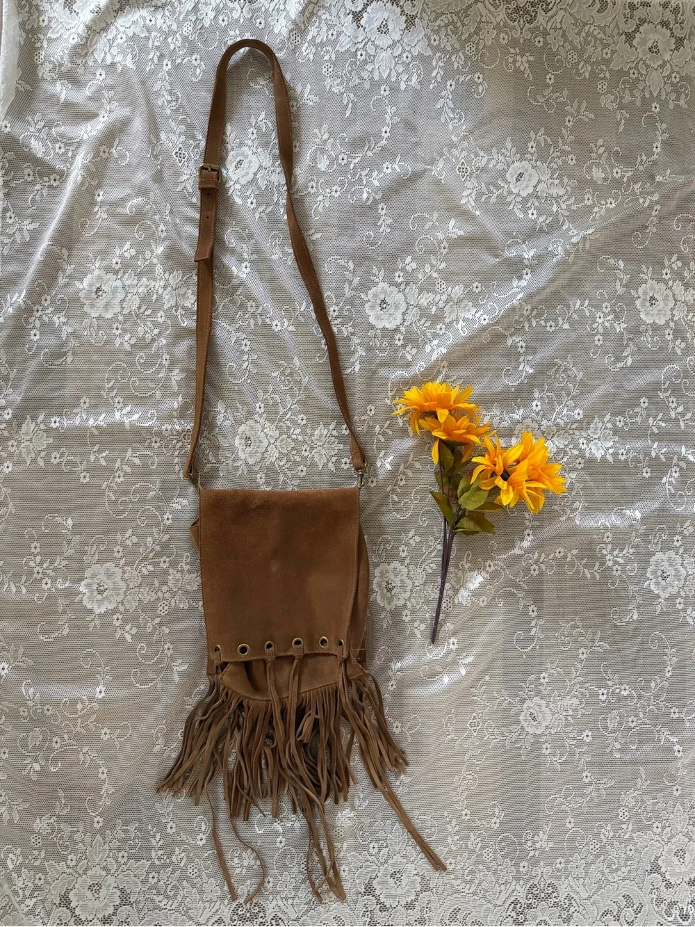 Naturalizer brown Suede leather Fringe Hobo Bag
